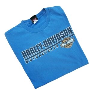 HARLEY-DAVIDSON MOTORCYCLES Tee.  Mens.  Size Large.  Blue